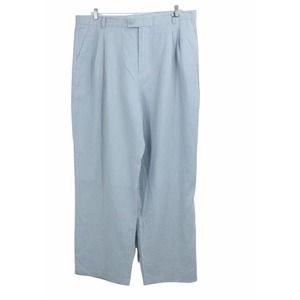 NEW ZINI WOMEN'S SIZE 42 100% LINEN BLUE HIGH WAIST TROUSER